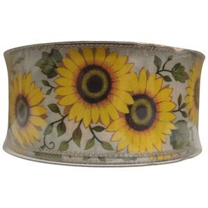 Member's Mark Premium Wired Edge Spring Ribbon, 2.5"x50Yds - Sunflowers